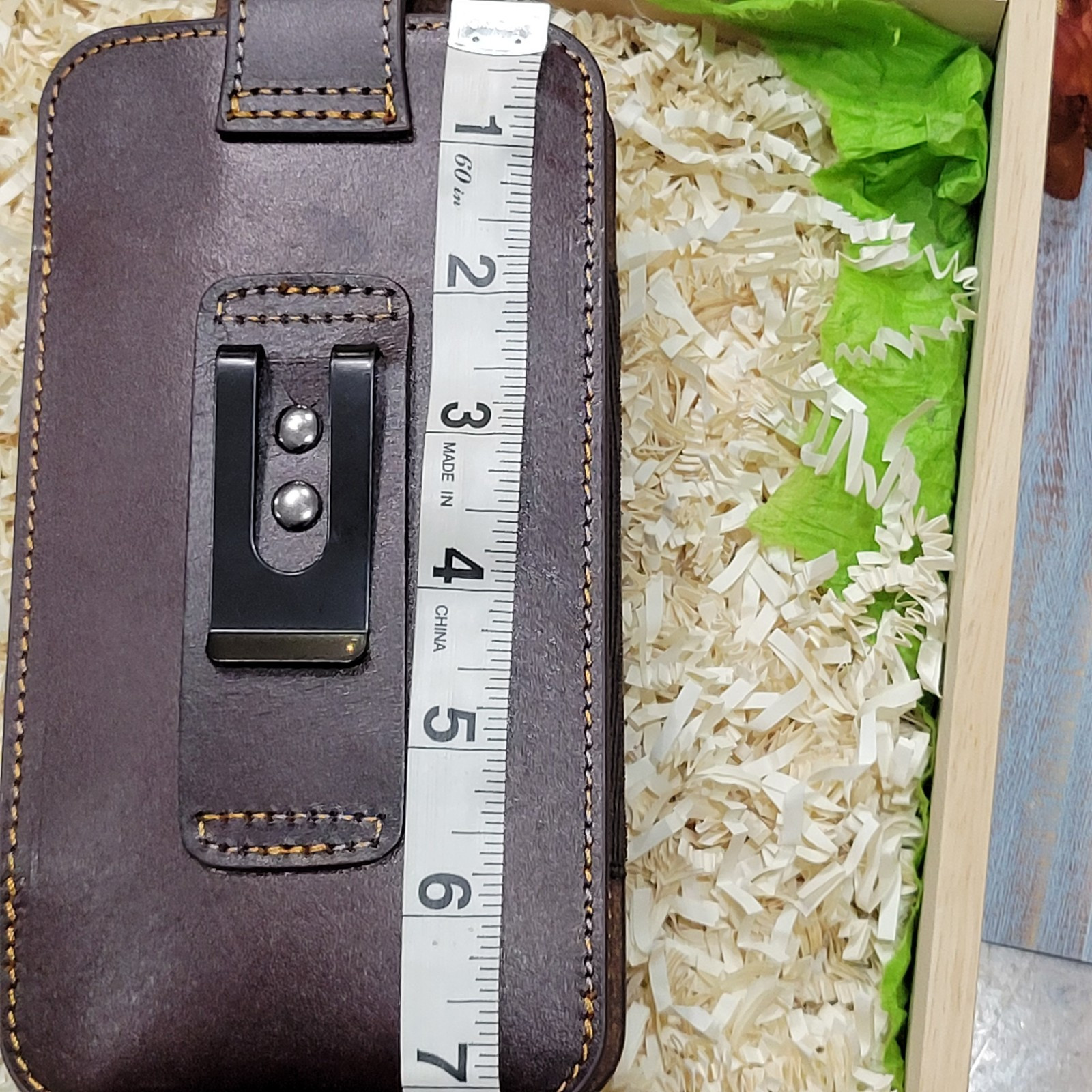 Longhorn Leather Phone Holstor With Knife Sheath & Belt Clip Sz LARGE 7×4″