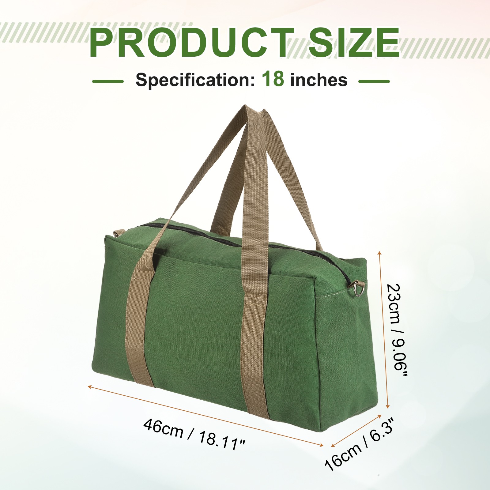 Small Tool Bag, 18 Inch Wide Mouth Tool Organizer Bag, Army Green