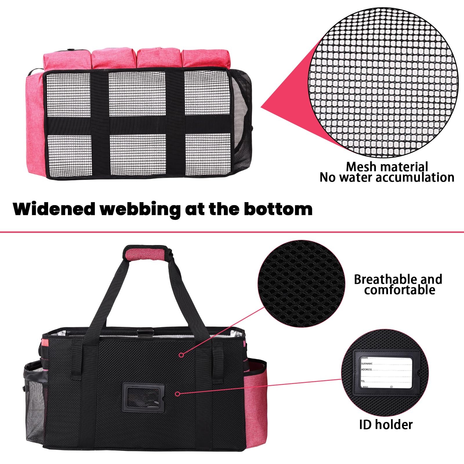 Timoxi Extra large Cleaning Caddy Bag Built-in 19” x 11” x 11”, Pink