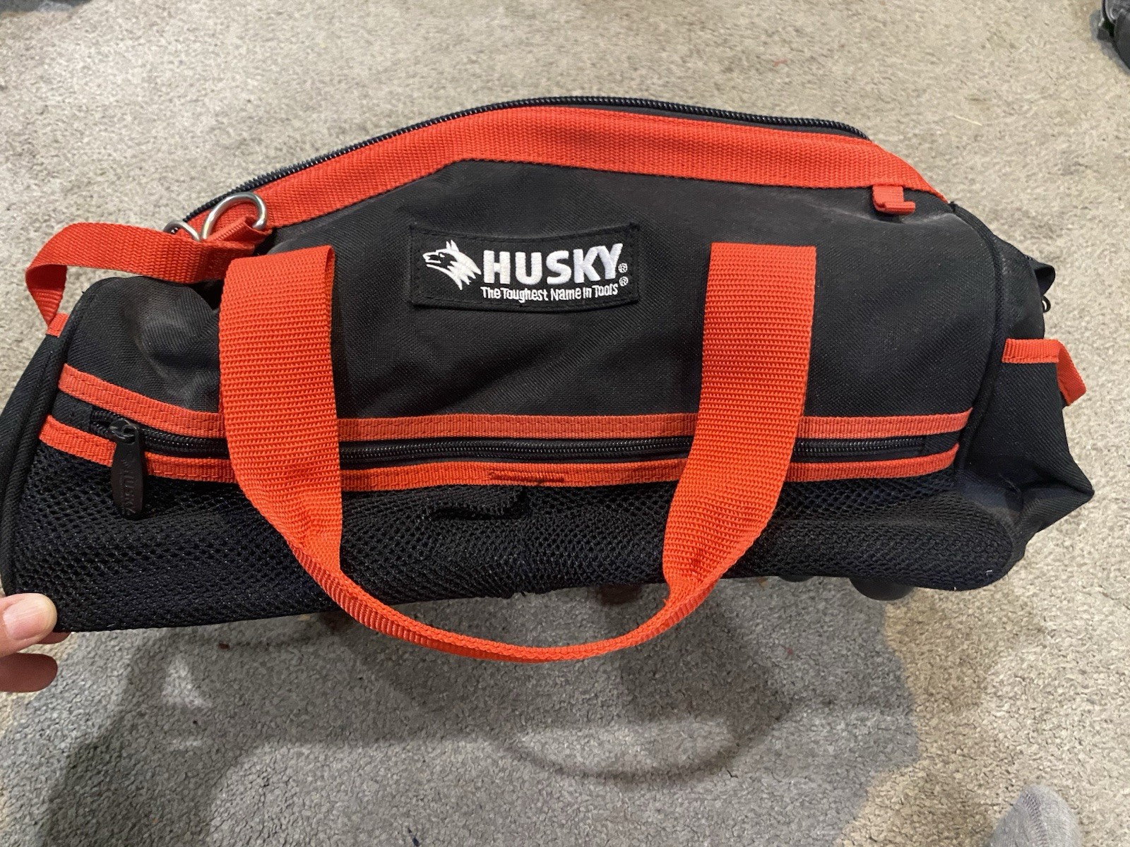 Husky Black/Red Fabric Tool Bag w/ Zipper Closure & Handle