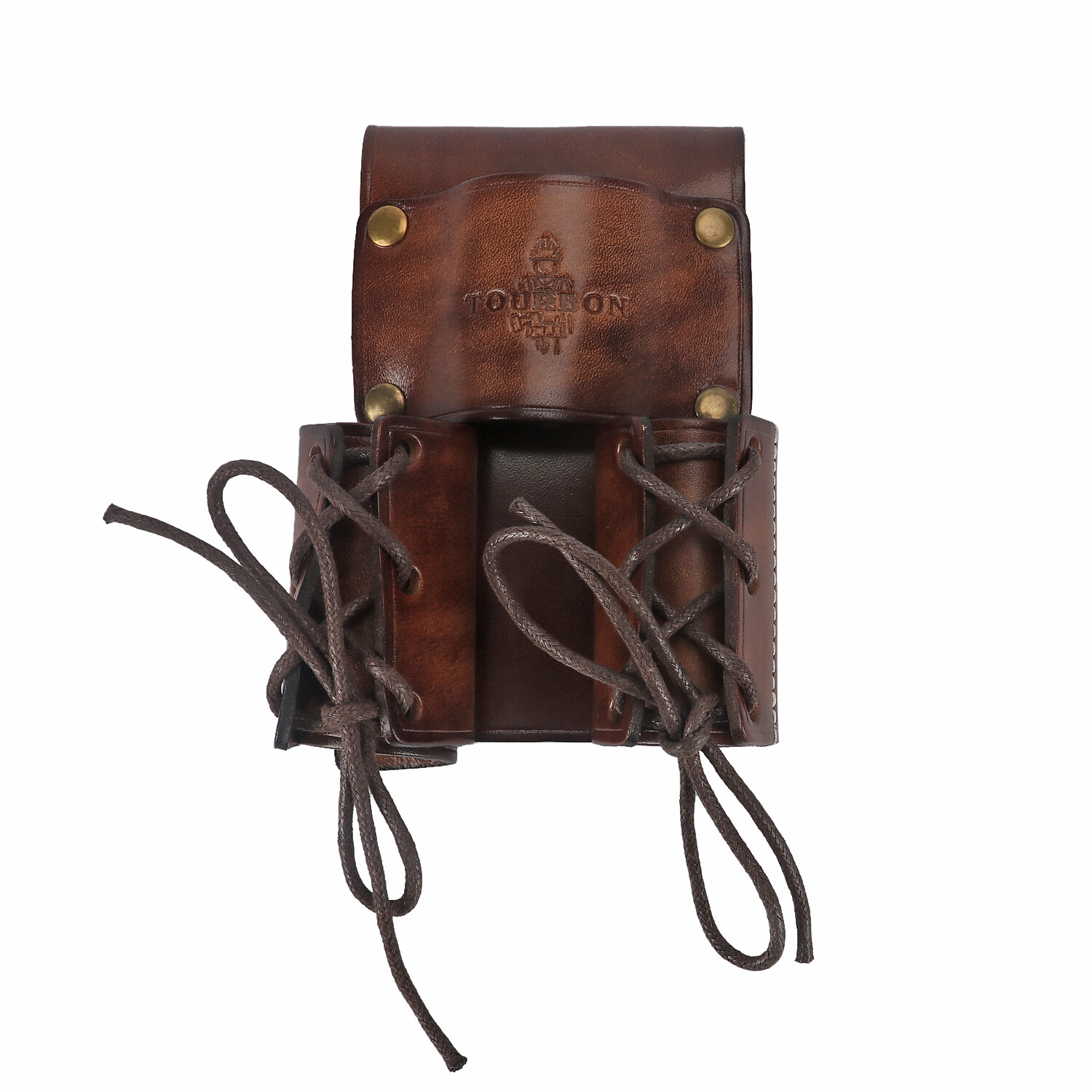 TOURBON Leather Double Bull Pins Belt Holder Spud Wrench Tools Carrier Sheath US