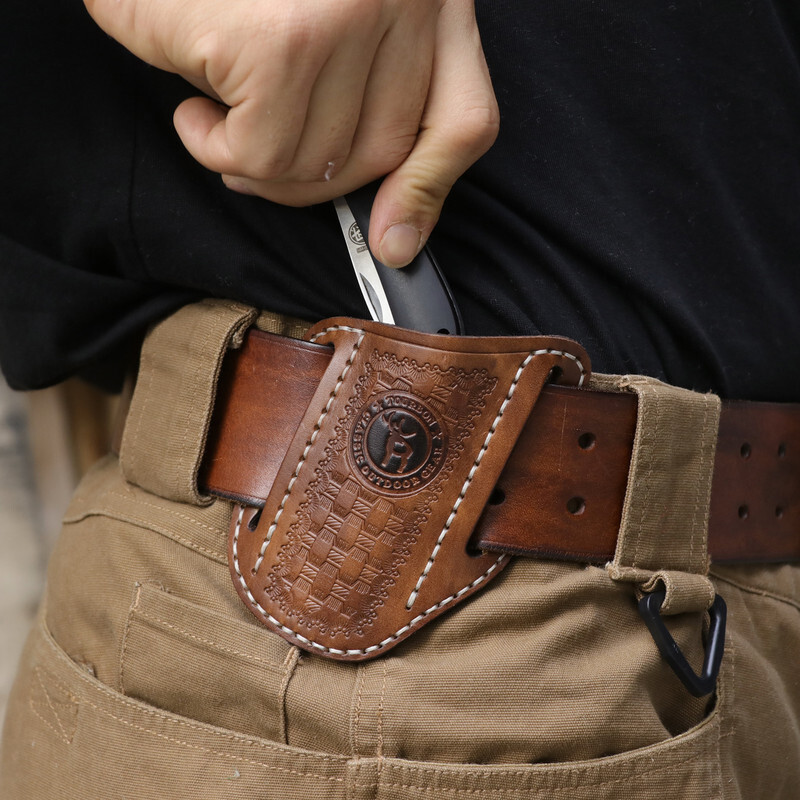 TOURBON Leather Mini Pockets Folding Knife Belt Pouch Tool Carry Sheath Cover US