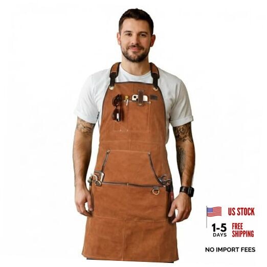 Work Apron – Heavy Duty Woodworking Apron for Men with Tool M to XXL Tan