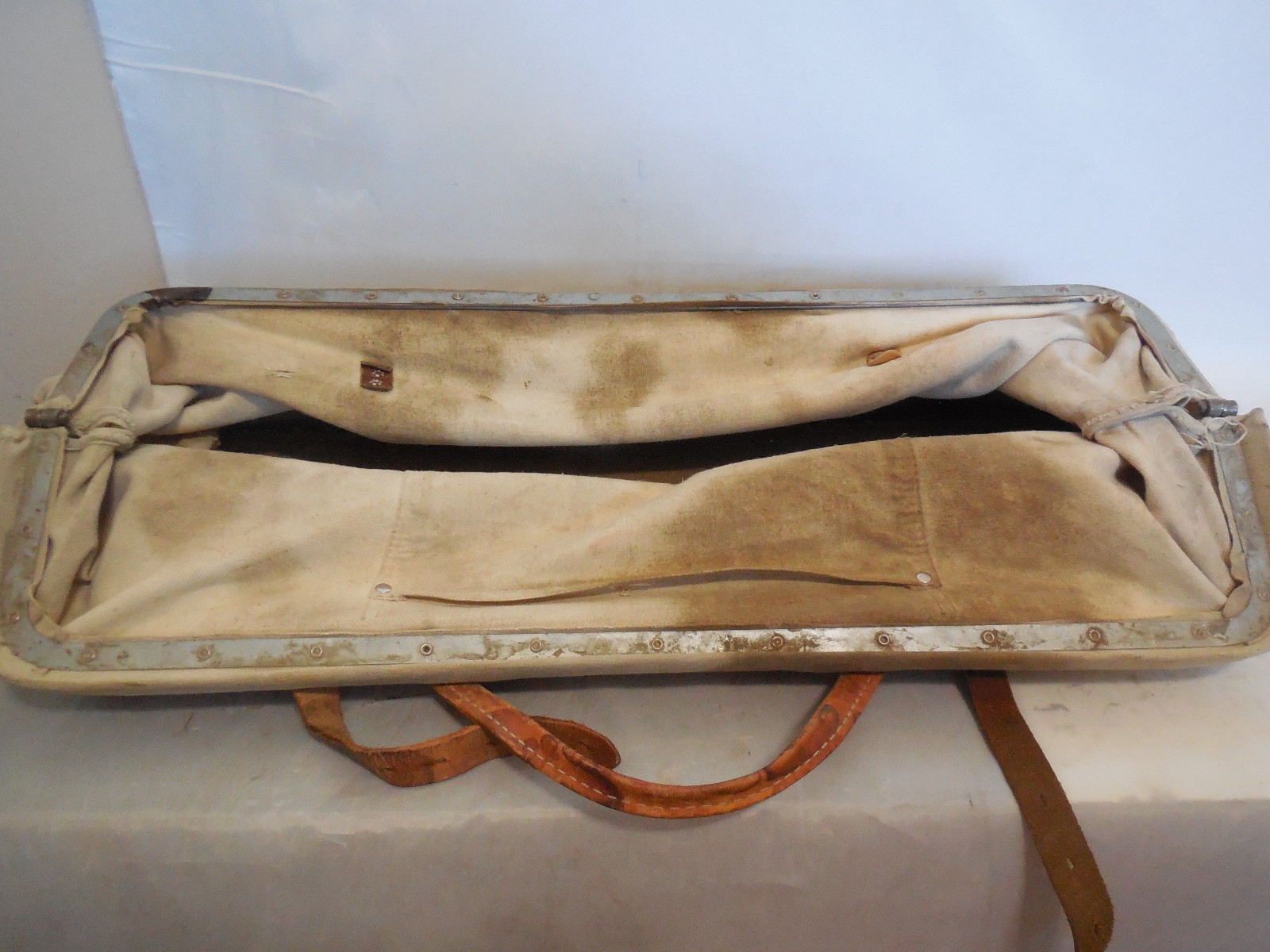 Vintage Canvas – Leather Wide Mouth Tool Bag Mason Carpenters bag 24″ X 12″ X 8″