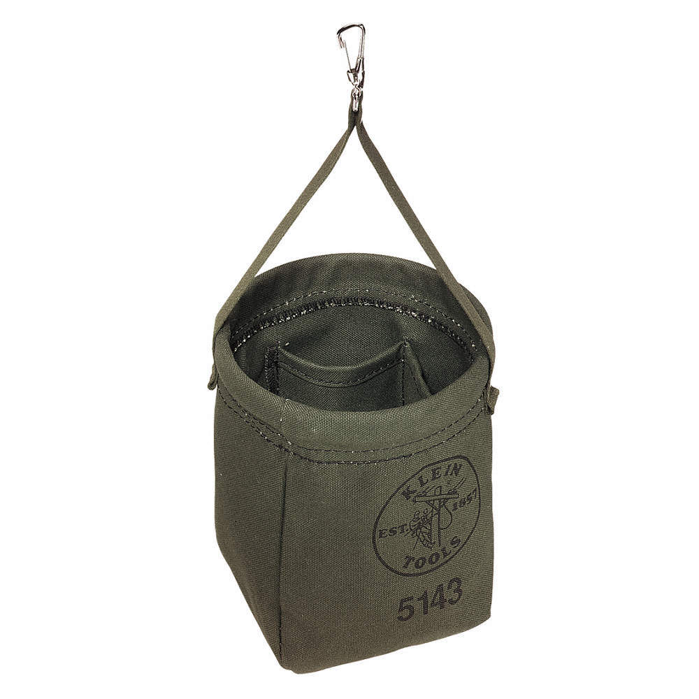 KLEIN TOOLS 5143 Bucket Bag,Canvas,Tapered Wall,Green 36L228