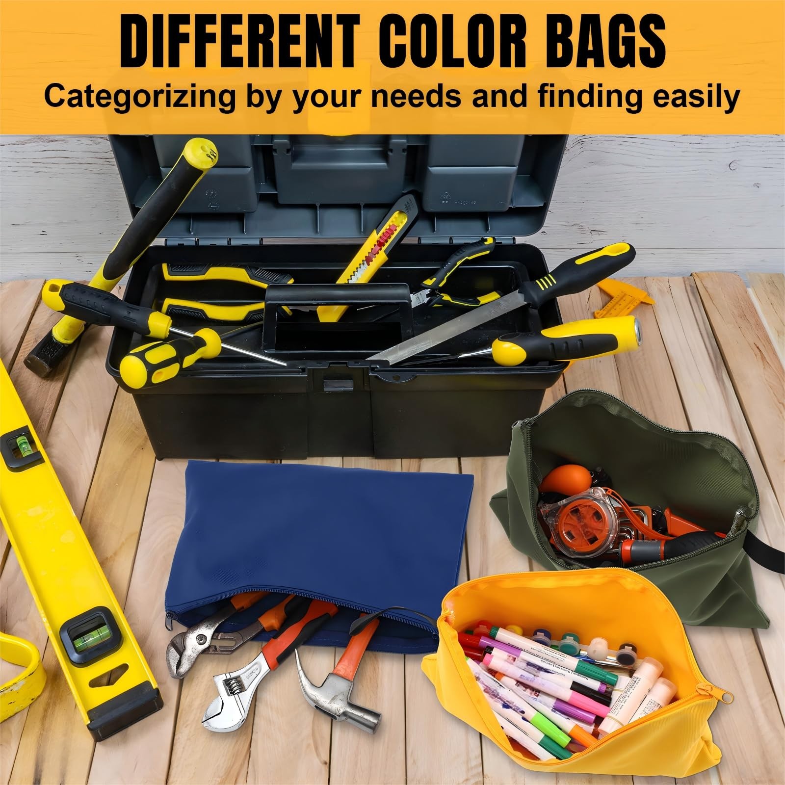 12 Pcs Canvas Tool Bag Pouch Zipper 16 oz Heavy Duty Utility Pouch Bag Multip…