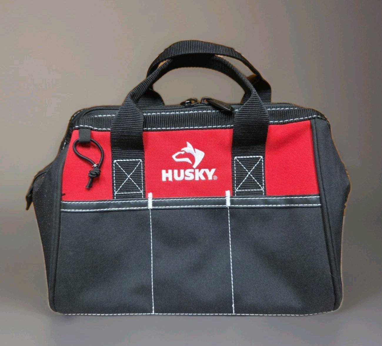 Husky Tool Bag 12″x 9″x8″ Zippered Tote 3 Side Pockets For Storage Organizer VG