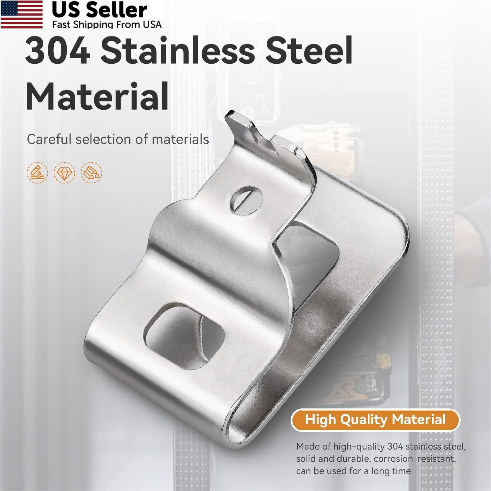 Belt Clips for Dewalt, 6pcs 304 Stainless Steel Drill Tool with Silver