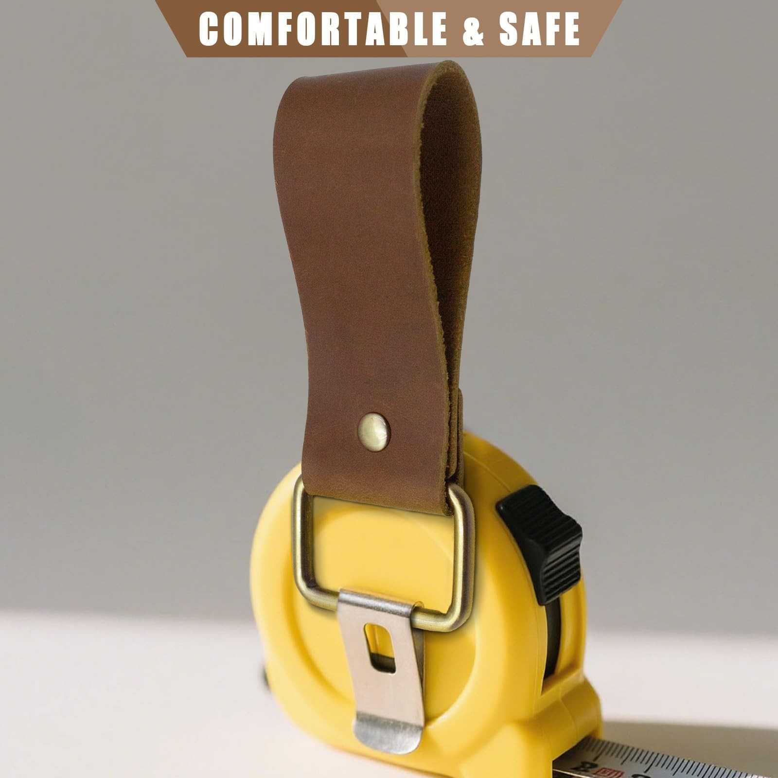 Jack&Chris Genuine Leather Tape Measure Holder, Low-Profile Brown