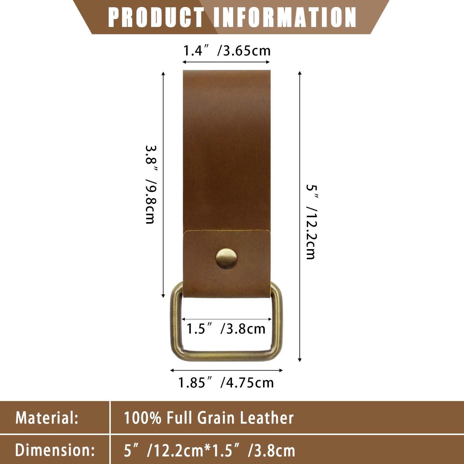 Jack&Chris Genuine Leather Tape Measure Holder, Low-Profile Brown