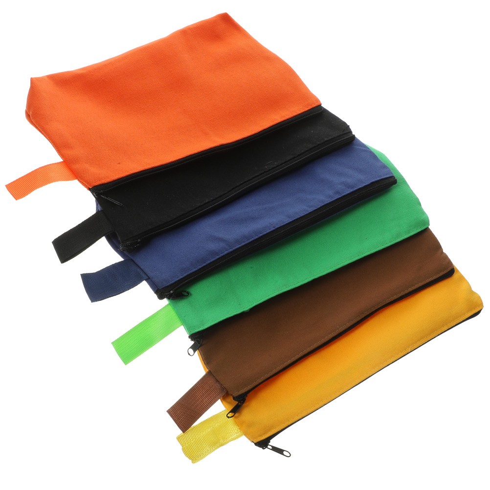 6Pcs Durable Canvas Tool Bag Pouch with Zipper for Storage Assorted Colors