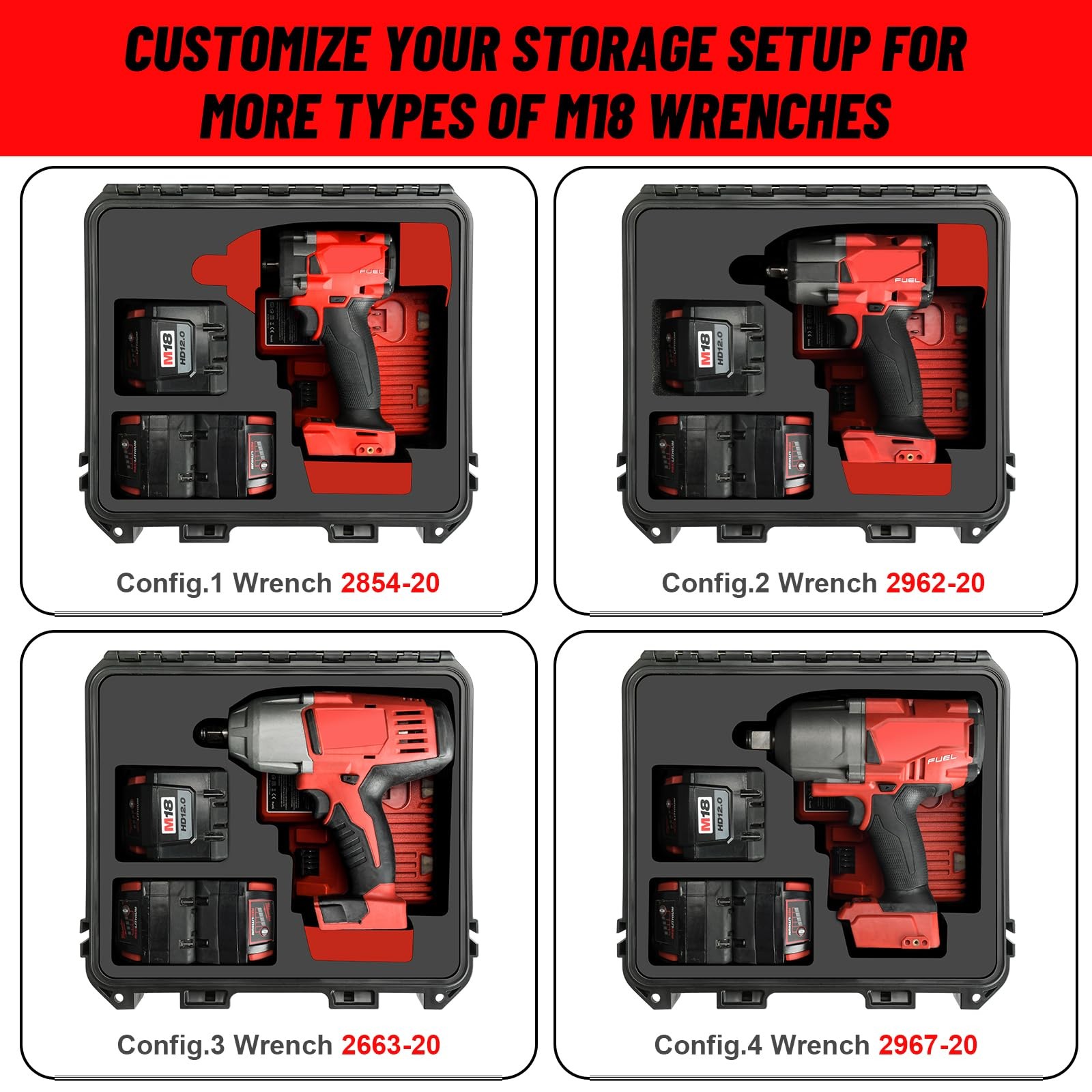 Case for Milwaukee M18 Impact and Torque Wrench – Waterproof Large Capacity