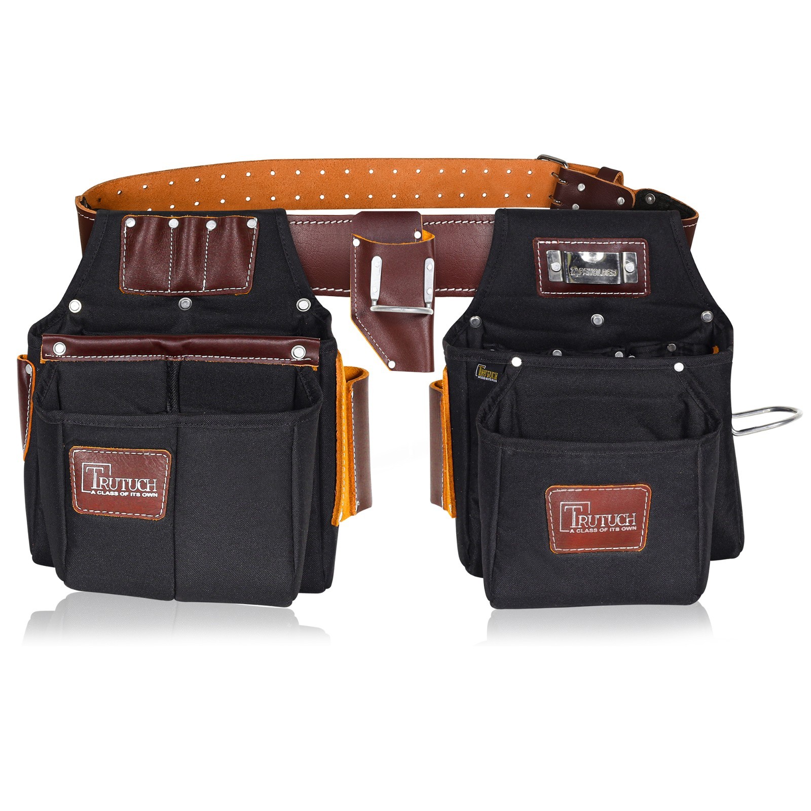 TRUTUCH Nylon and Leather Tool Belt with Leather Work Suspender | Construction