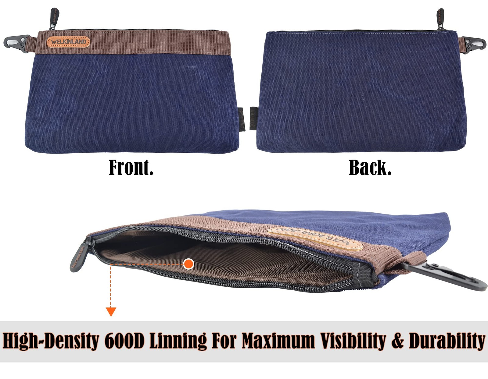 WELKINLAND Heavy-Duty Canvas Tool Pouch – 4PCS, 12″ Waxed Canvas Zipper Tool …