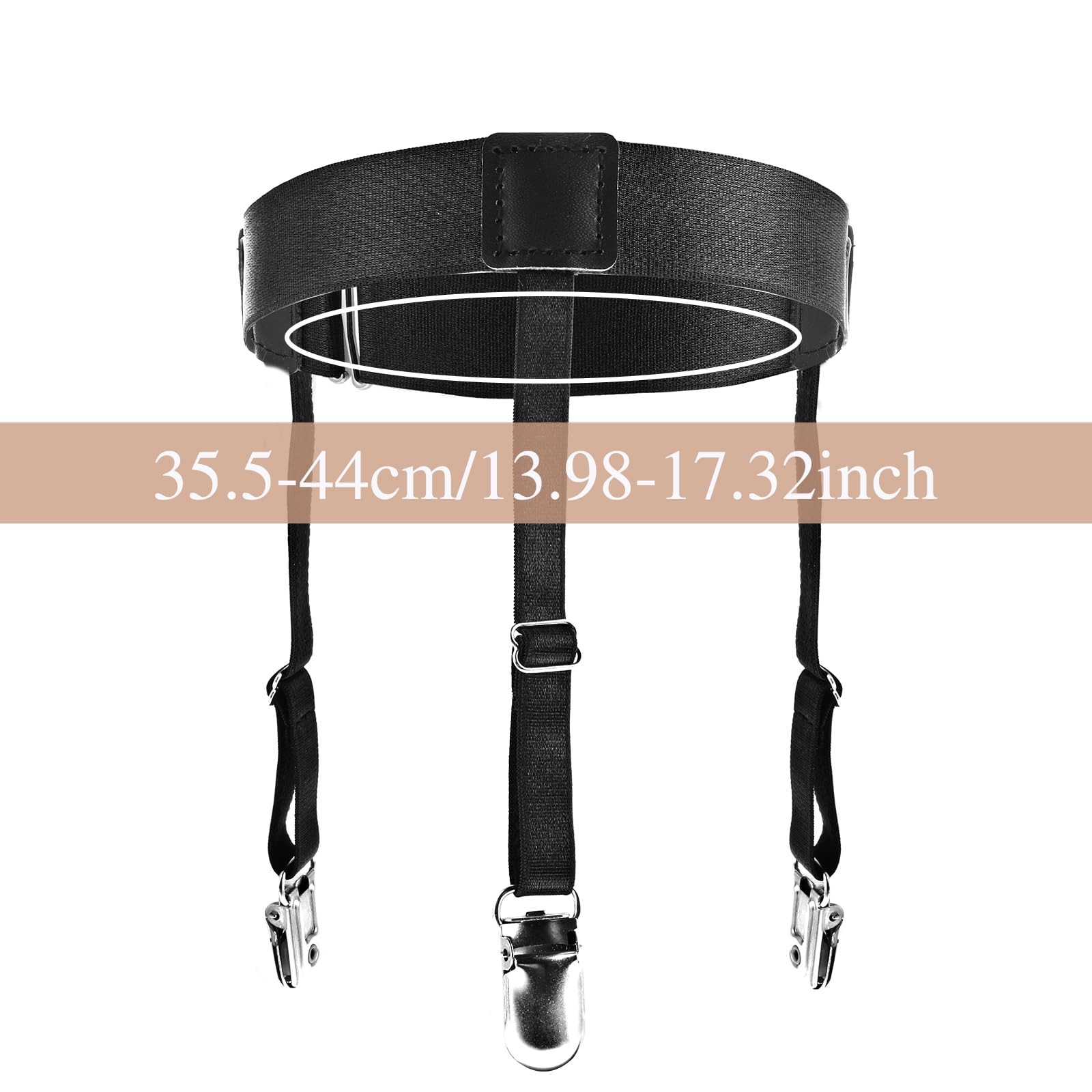 Mabor Adjustable Elastic Shirt Stays Holder Garter with Medium, Black