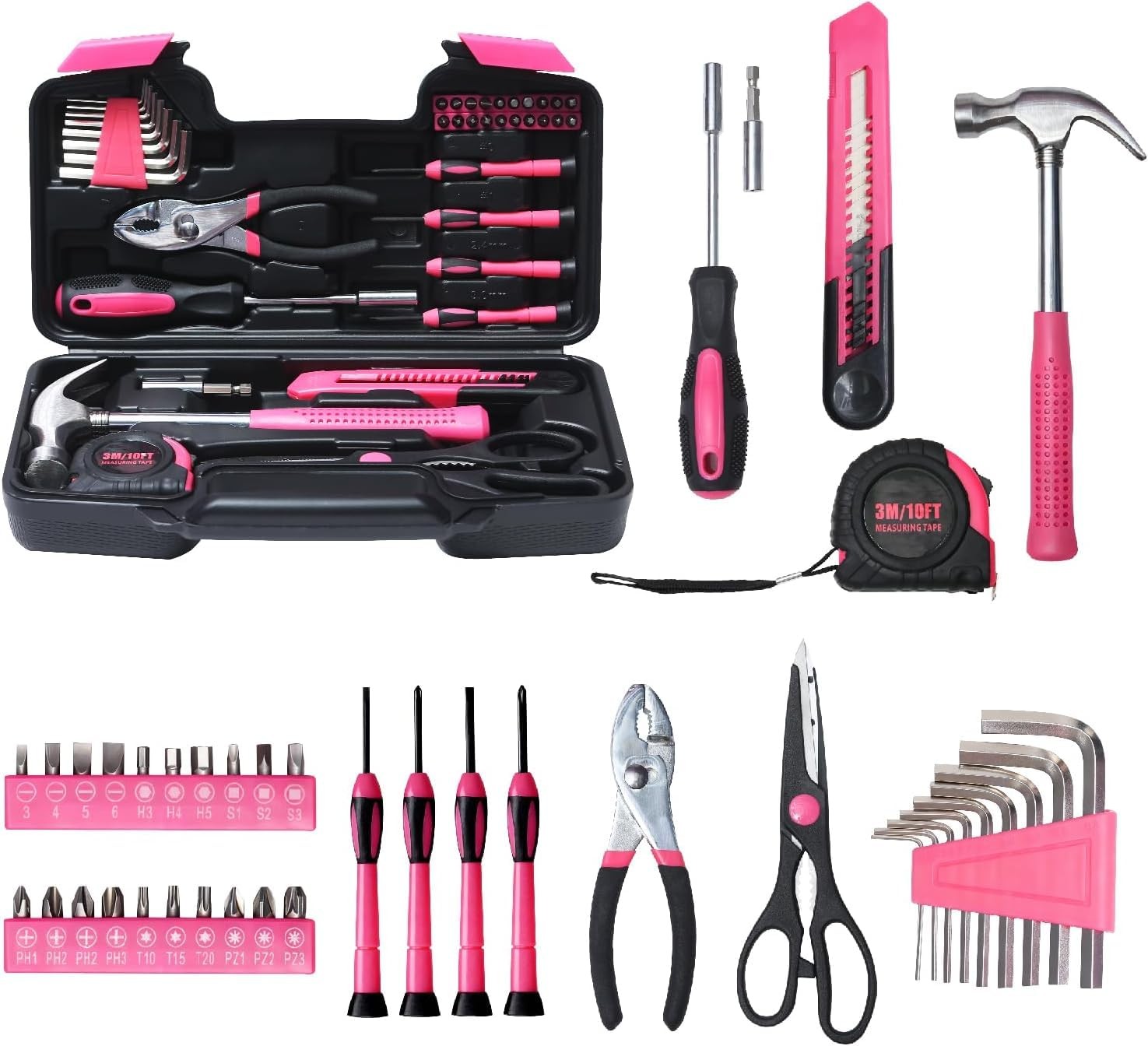 39-Piece Hardware Combination Tool Set, Carbon Steel Manual Toolboxmano para …