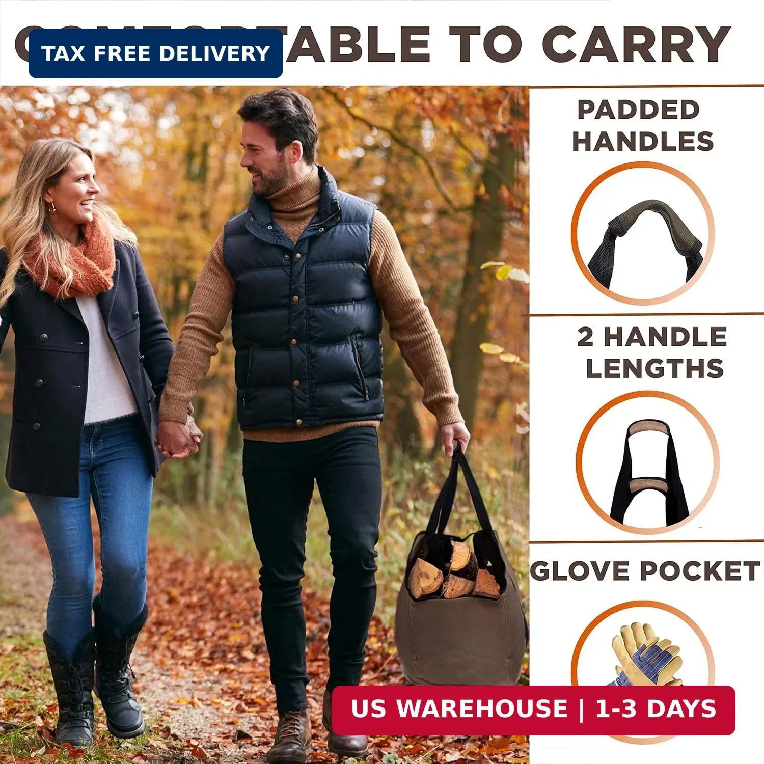 Firewood Bag Carrier – Extra Large Wood Bag for Firewood-Water Resistant Carryin