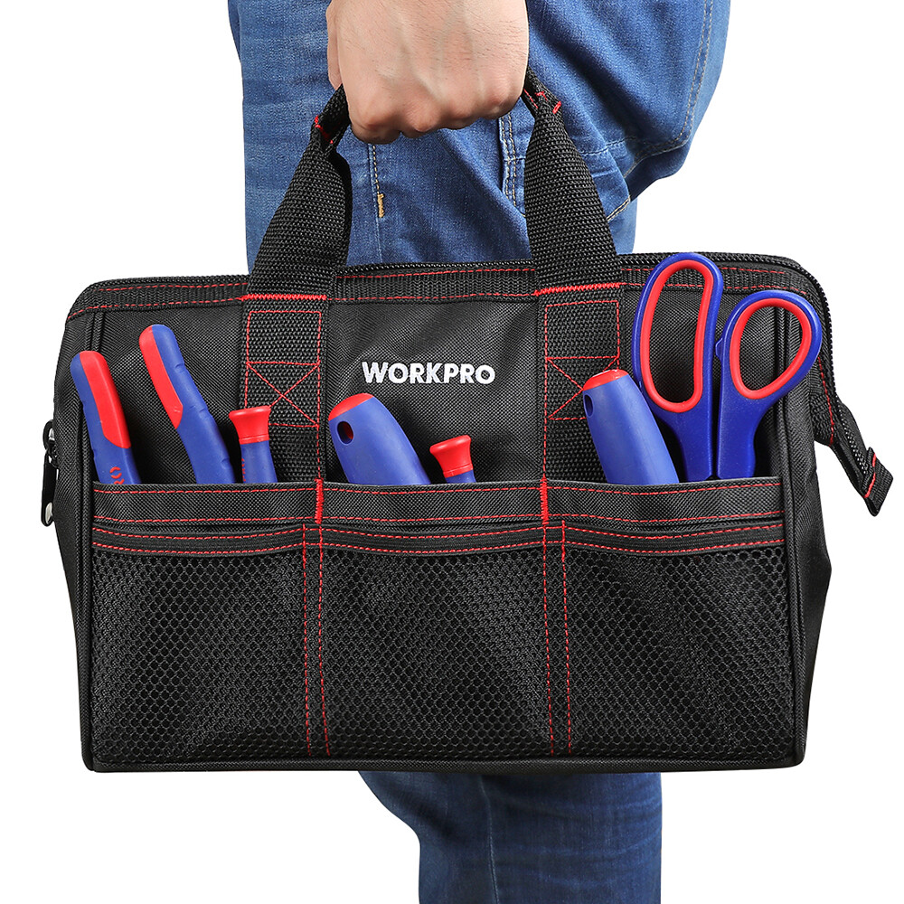WORKPRO 2PC 13″ 18″ Tool Bag Case Heavy Duty Tote Storage Wide Mouth With Zipper