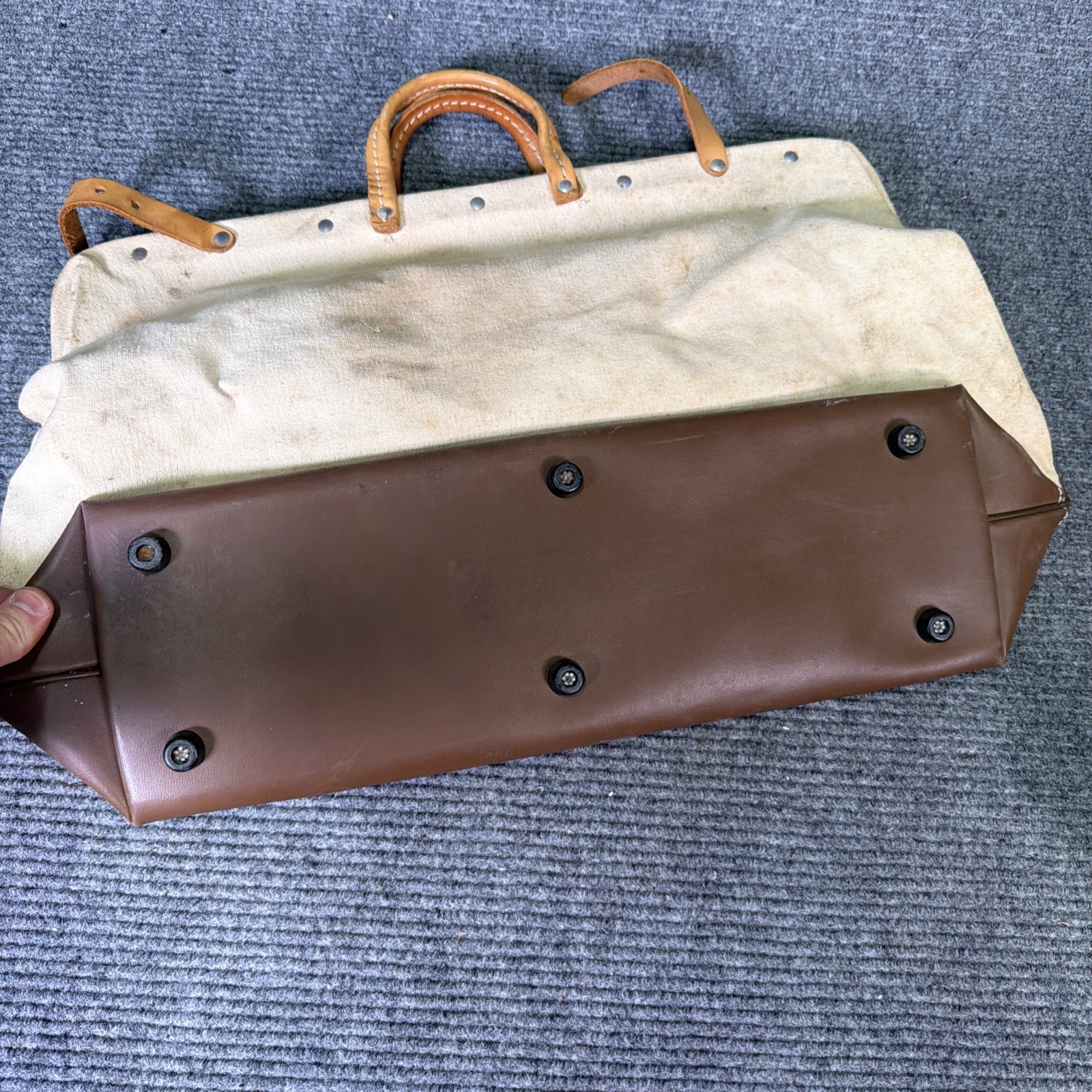 Vintage Klein Tools Bag 5102-20 Heavy Canvas Leather Lineman Storage Tote USA