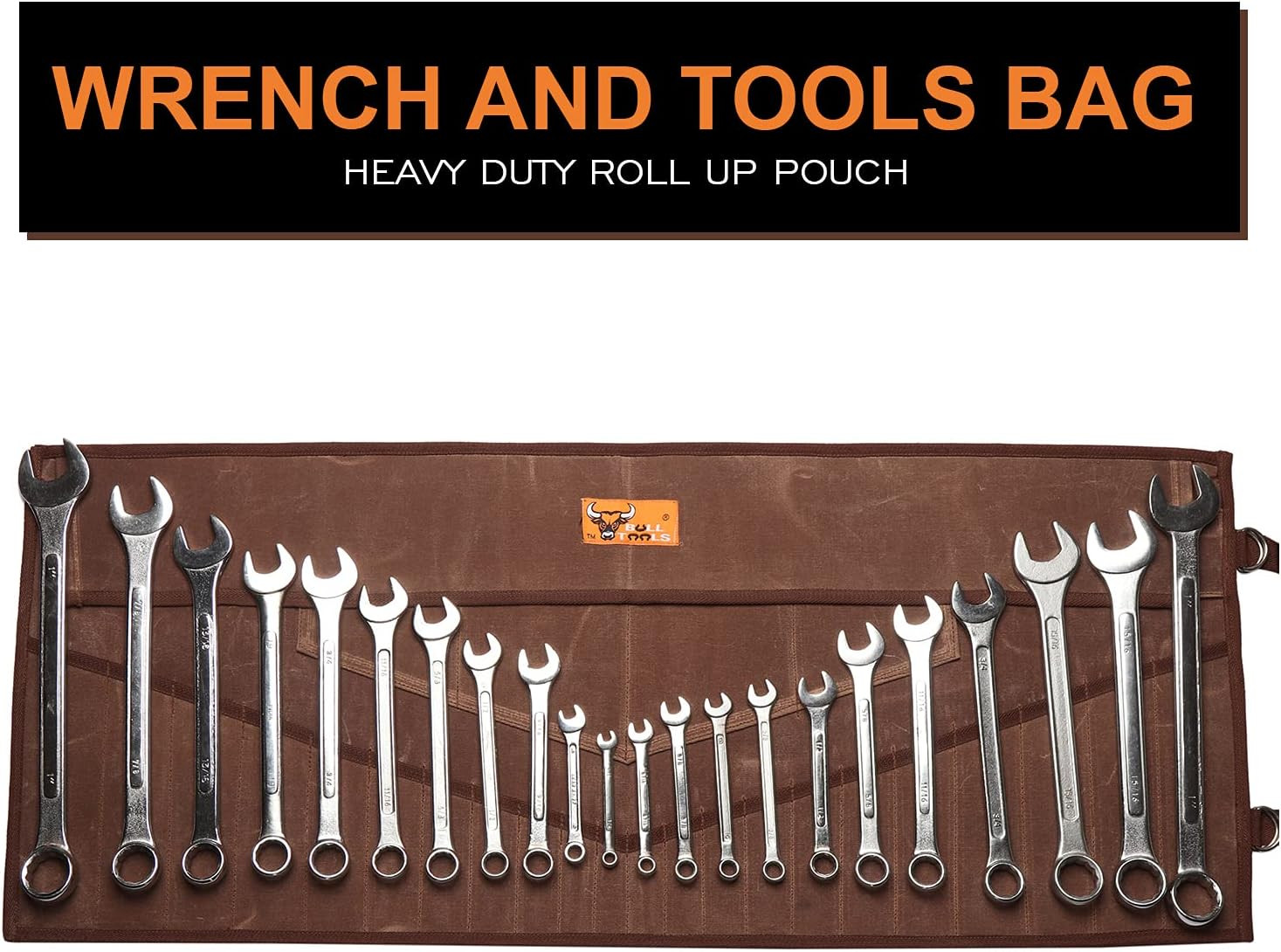 26 Pocket Wrench Organizer Roll-Up Bag Handcrafted Waxed Canvas Tool