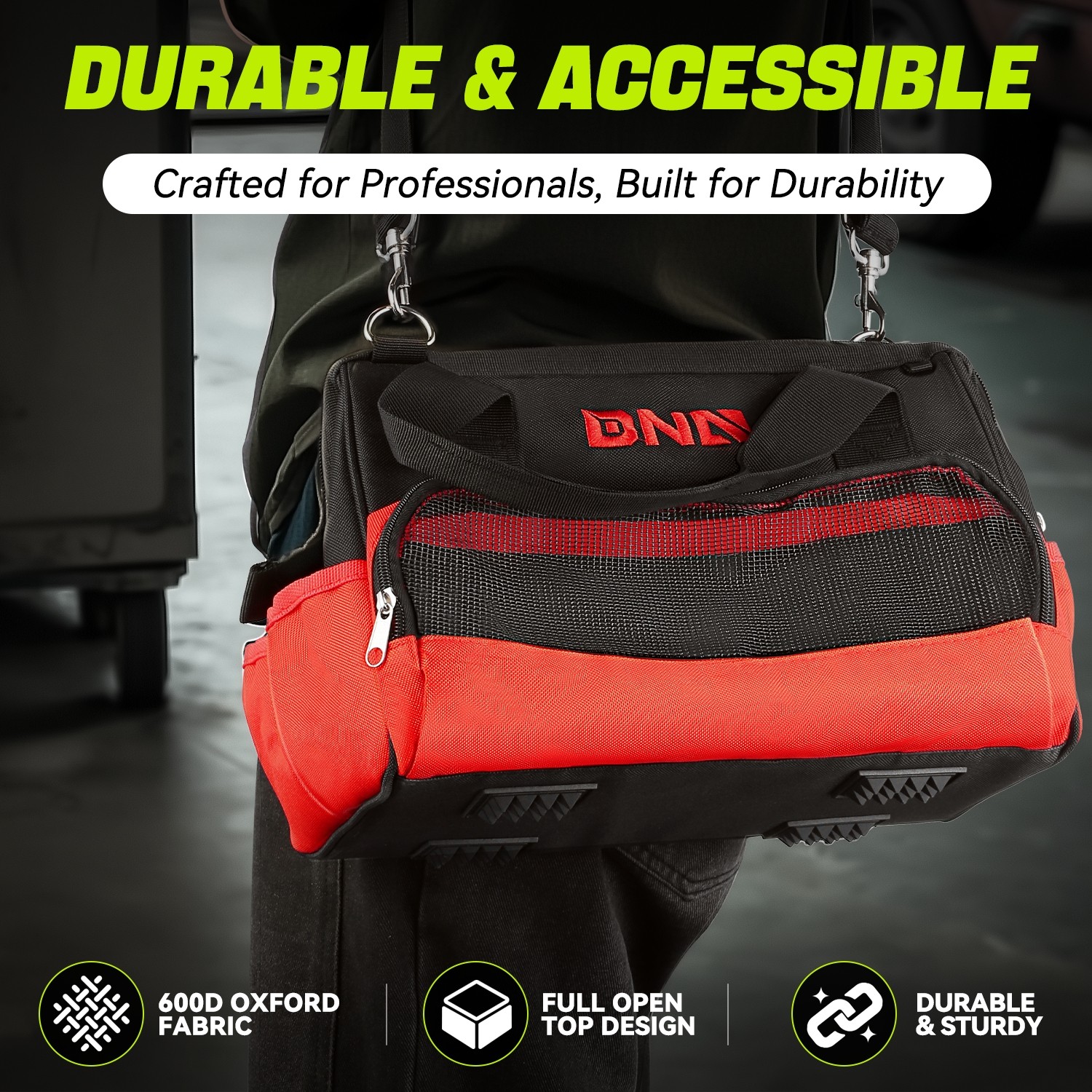 12.2″x7.8″x9.4″ Red 600 Denier Oxford Waterproof Bag w/Adjustable Shoulder Strap