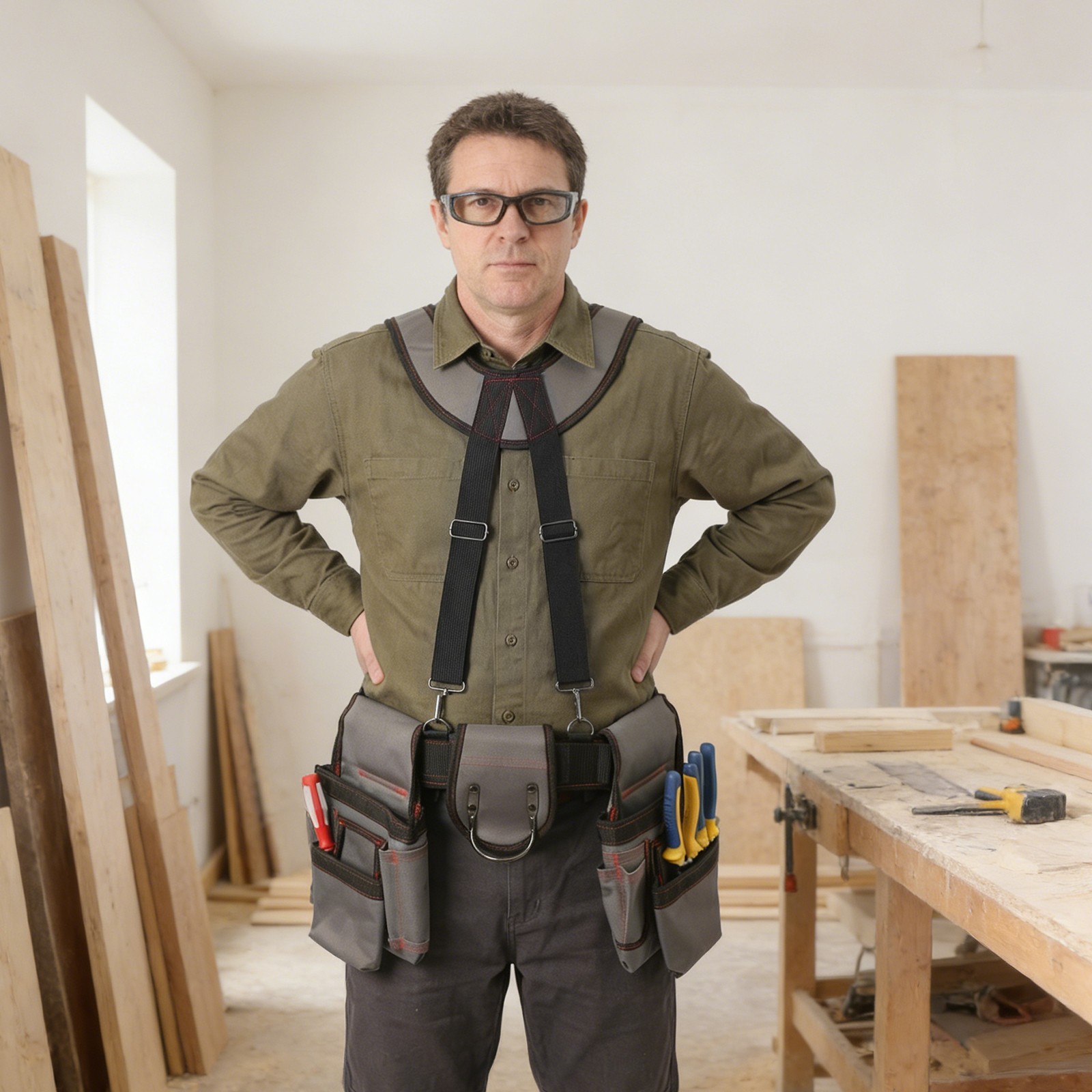 Tool Belt Tool Bag Multifunctional Electrician Tool Bag w/Suspenders Waist-Mount