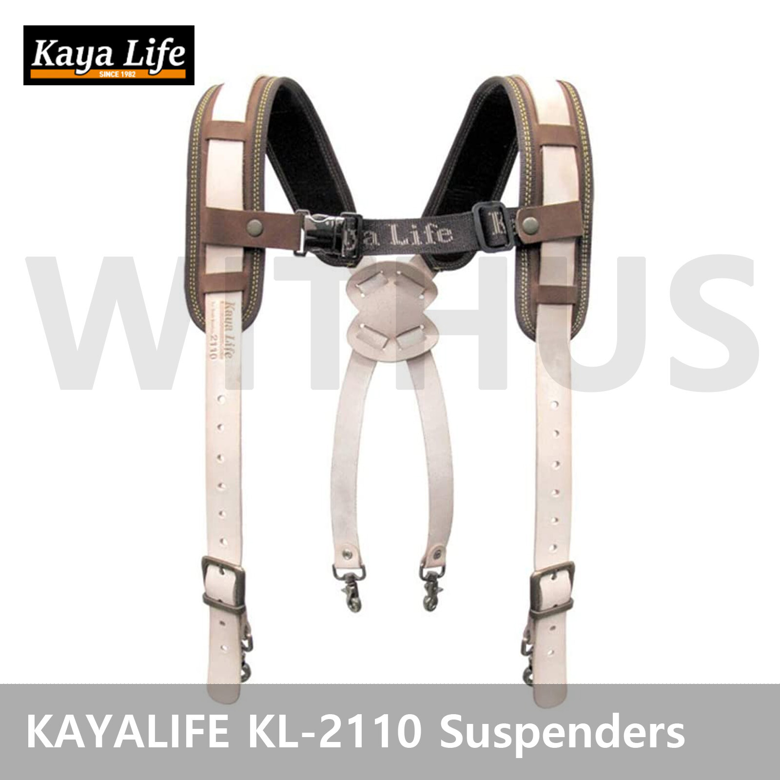 KAYALIFE KL-2110 Genuine Leather Cowhide Working Belt Suspenders Tool Belt