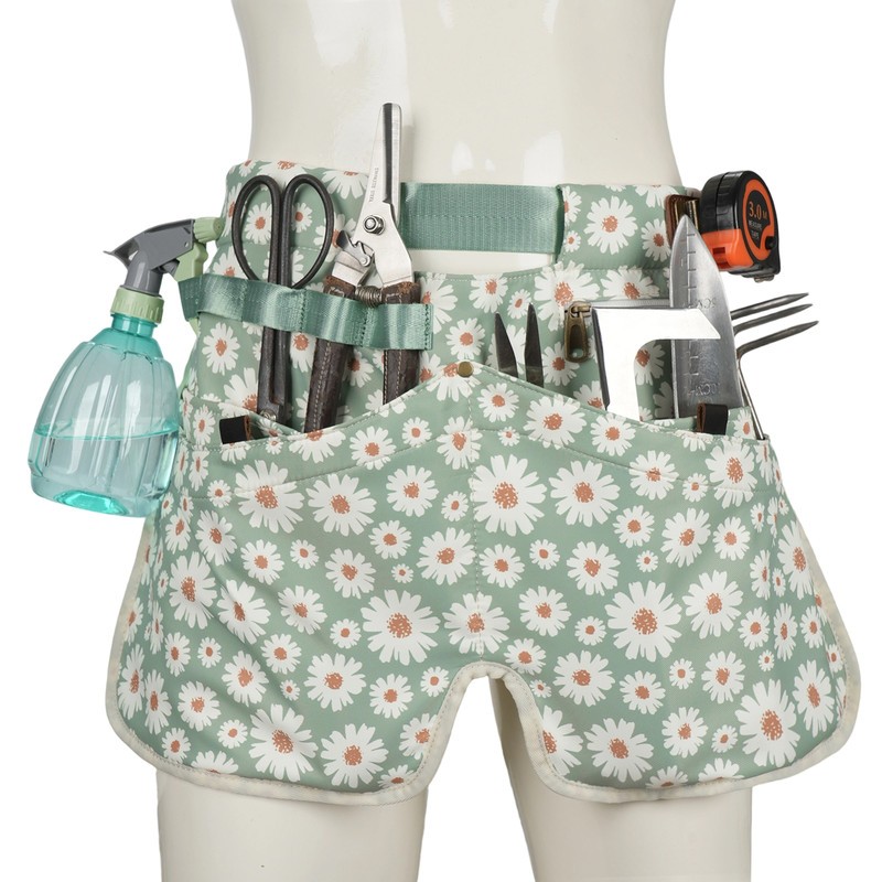 Tourbon Nylon Half Apron Florist Garden Tools Organizer for Household Gardening