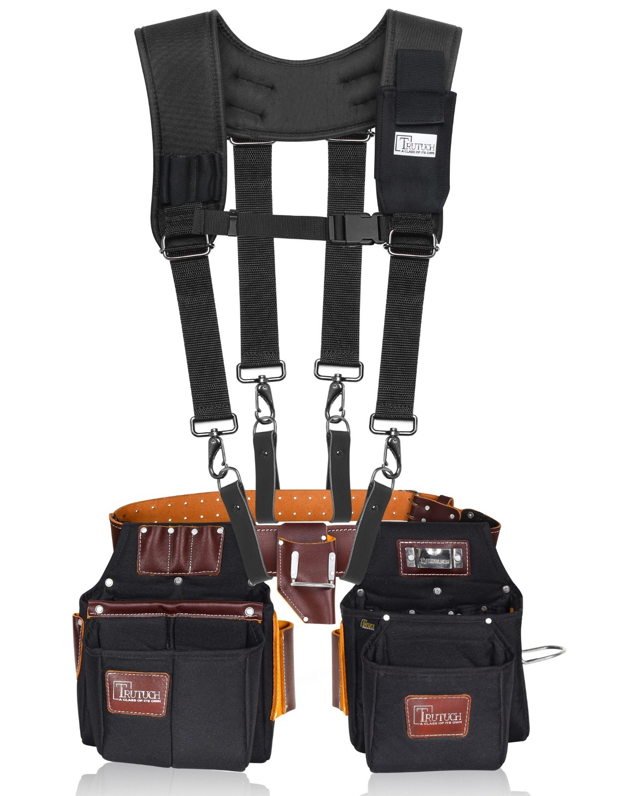 TRUTUCH Nylon and Leather Tool Belt with Leather Work Suspender | Construction