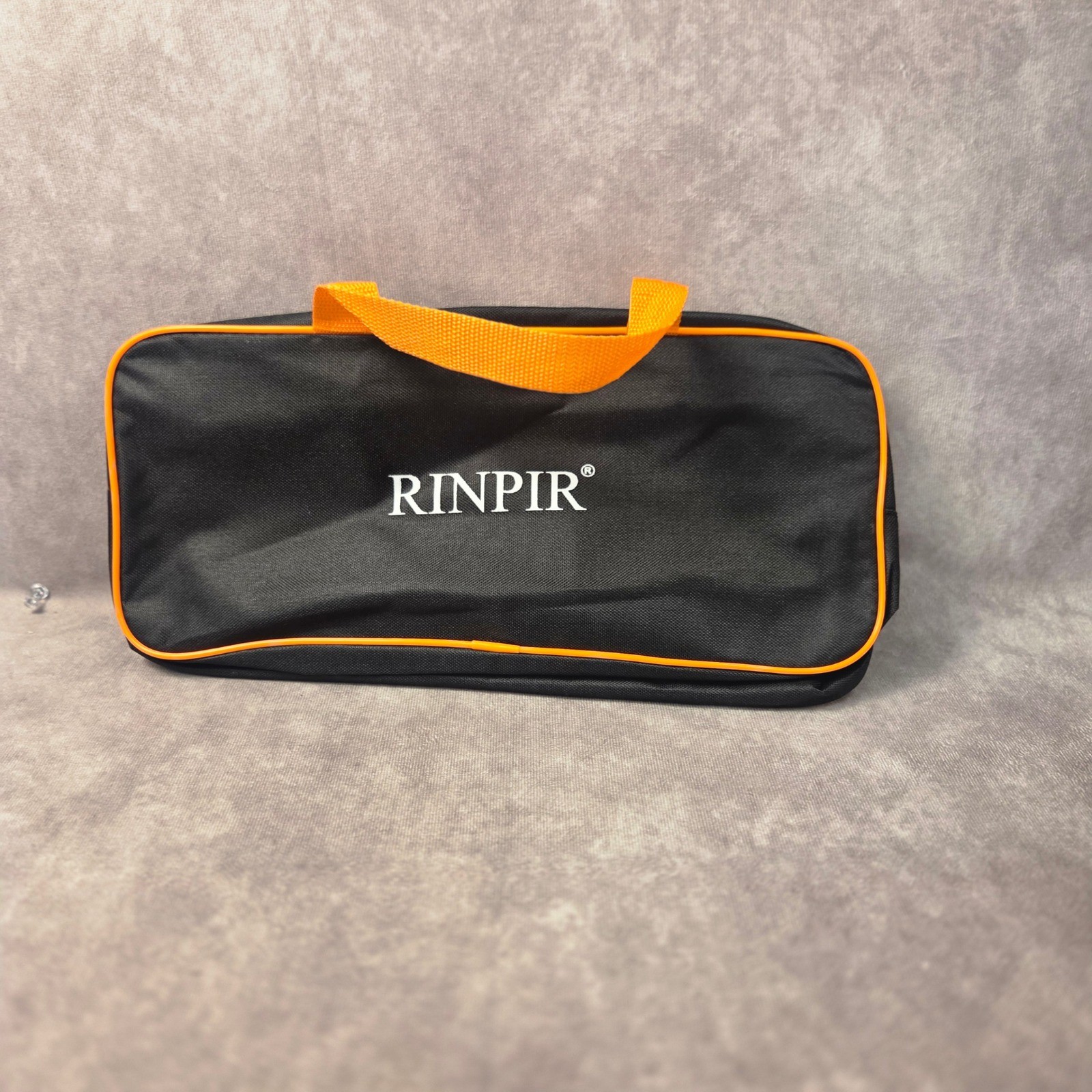 RINPIR Black Orange Canvas Tool Bag Zippered Organizer Pouch Carry Handle 15″