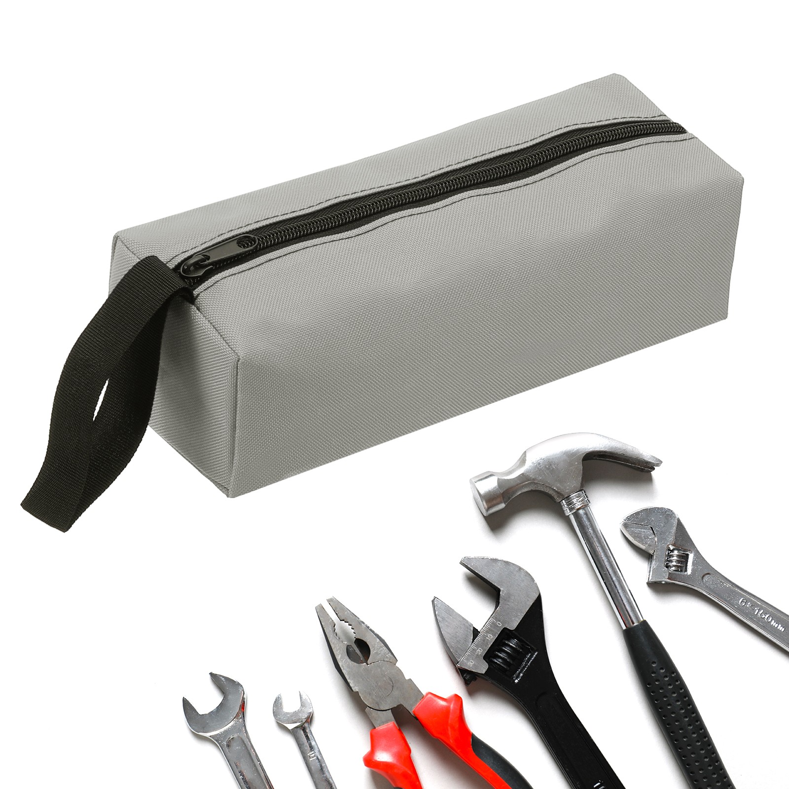 Zipper Utility Tool Bag 9.8×3.3×2.8 Inch Multi-purpose Tote Bag Grey