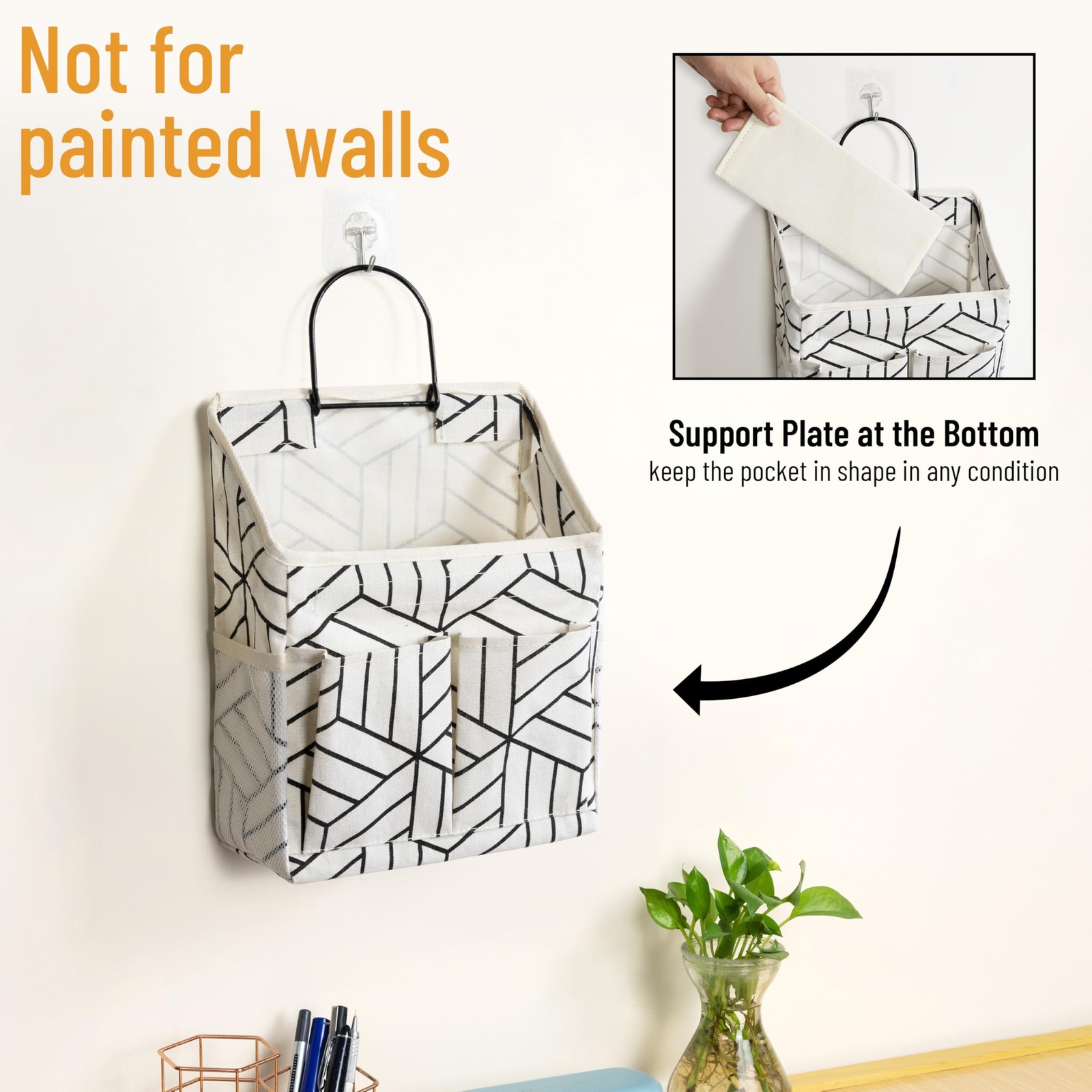 2pcs Wall Hanging Storage Bag, Small Door Closet Linen Fabric Pockets Organiz…