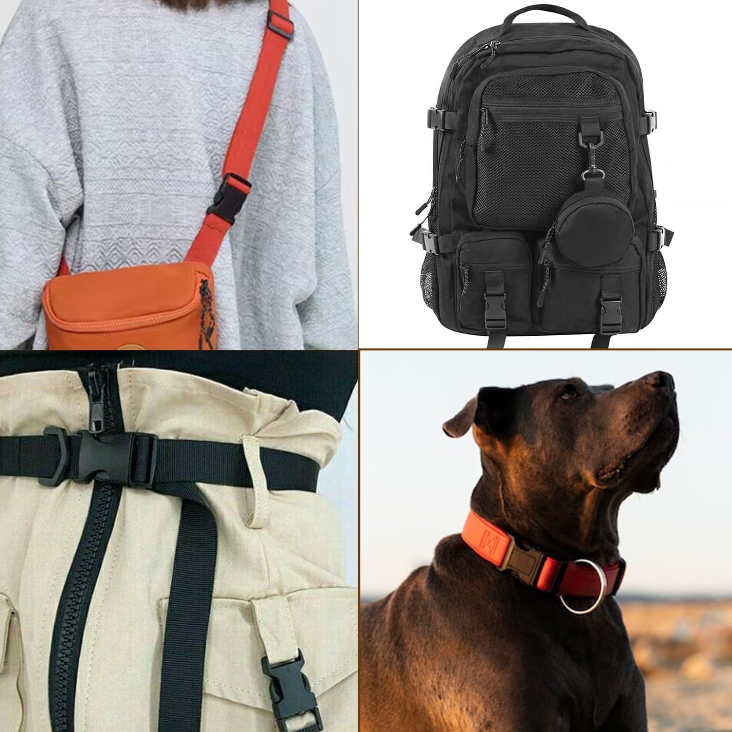 CooBigo 3 Pack 1.5″ Plastic Side Release Buckles Dual Adjustable