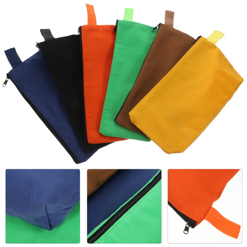 6Pcs Durable Canvas Tool Bag Pouch with Zipper for Storage Assorted Colors
