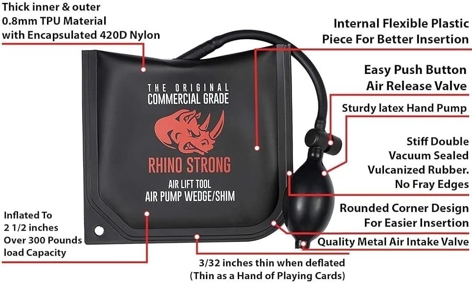 The Original Rhino Strong Commercial Grade Air Wedge Bag Pump Professional Level