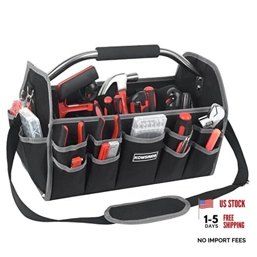 Kowsinde 16 Inch Tool Bag, Electrician Tool Bag, Open Top Tool Bags, 26 Grey