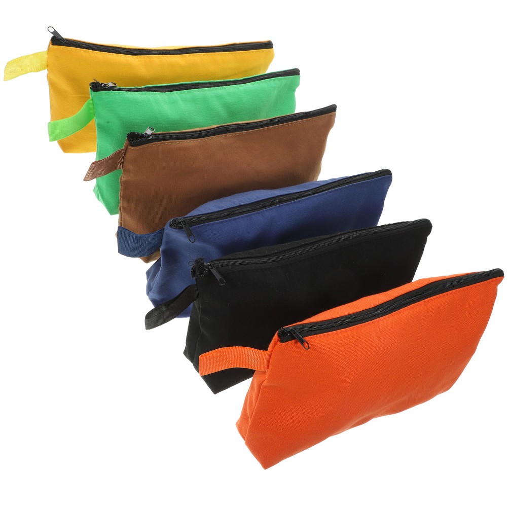 6Pcs Durable Canvas Tool Bag Pouch with Zipper for Storage Assorted Colors