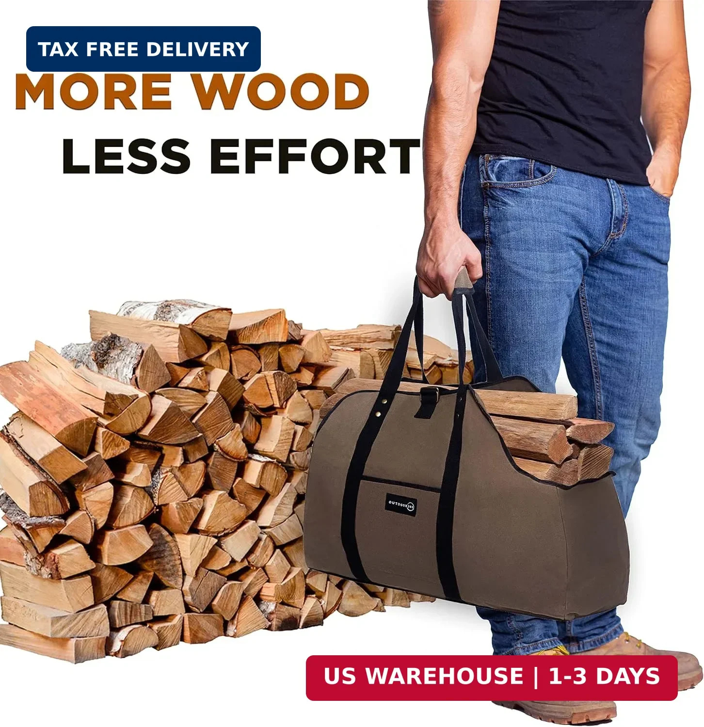 Firewood Bag Carrier – Extra Large Wood Bag for Firewood-Water Resistant Carryin
