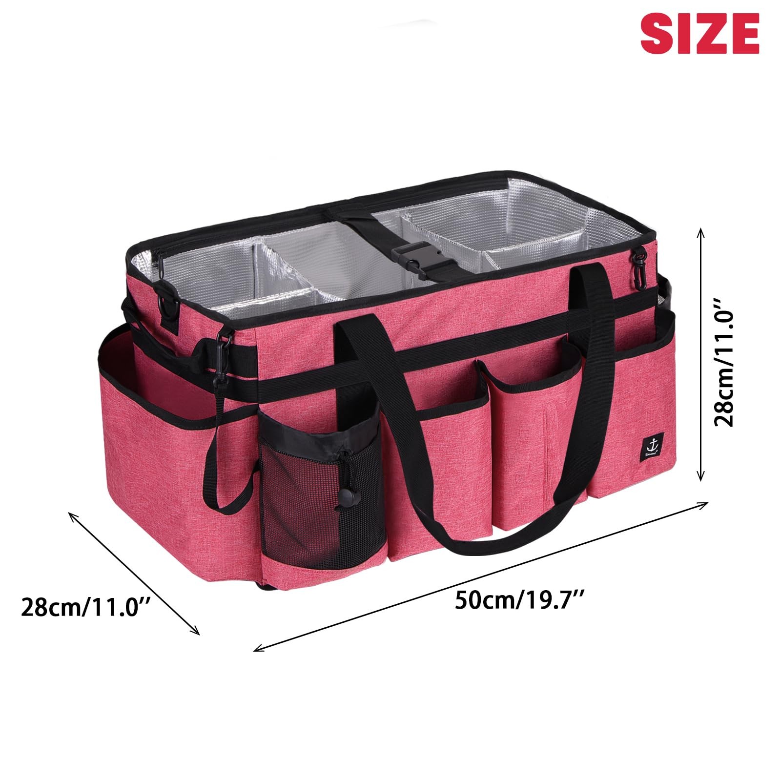 Timoxi Extra large Cleaning Caddy Bag Built-in 19” x 11” x 11”, Pink