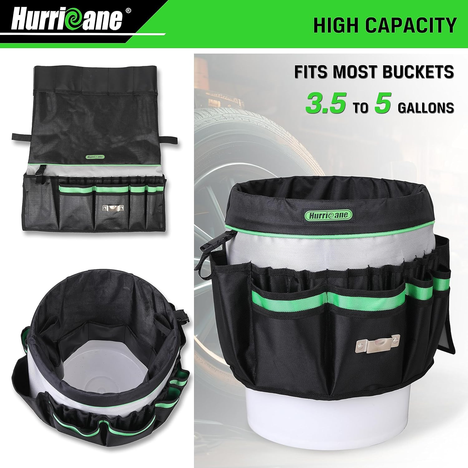 5 Gallon Bucket Tool Bag Organizer, Garden Tool Caddy with 52 Pockets, Waterproo