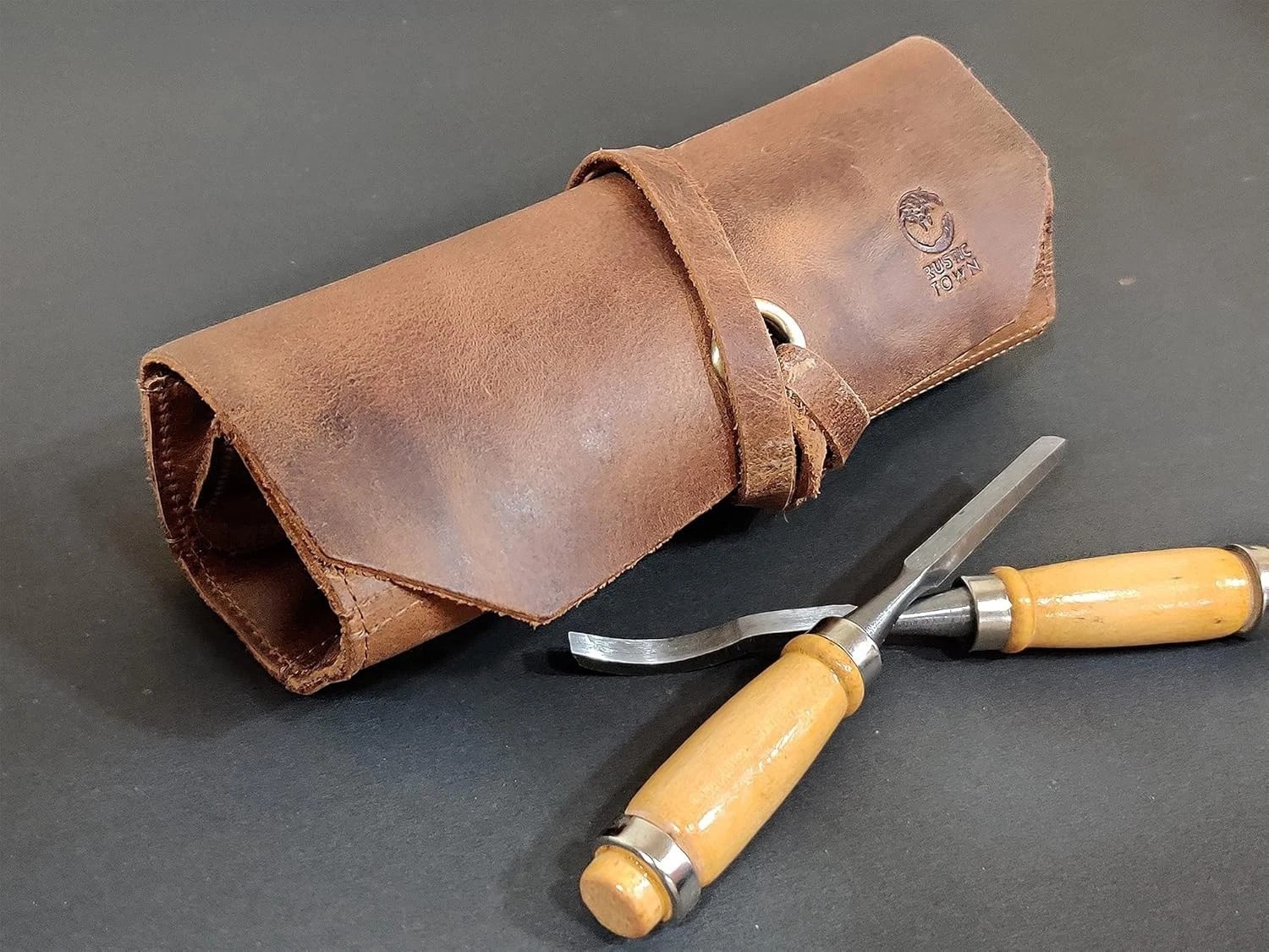 Leather Tool Roll Up Pouch – Leather Tool Wrench Roll/Chisel Bag by.