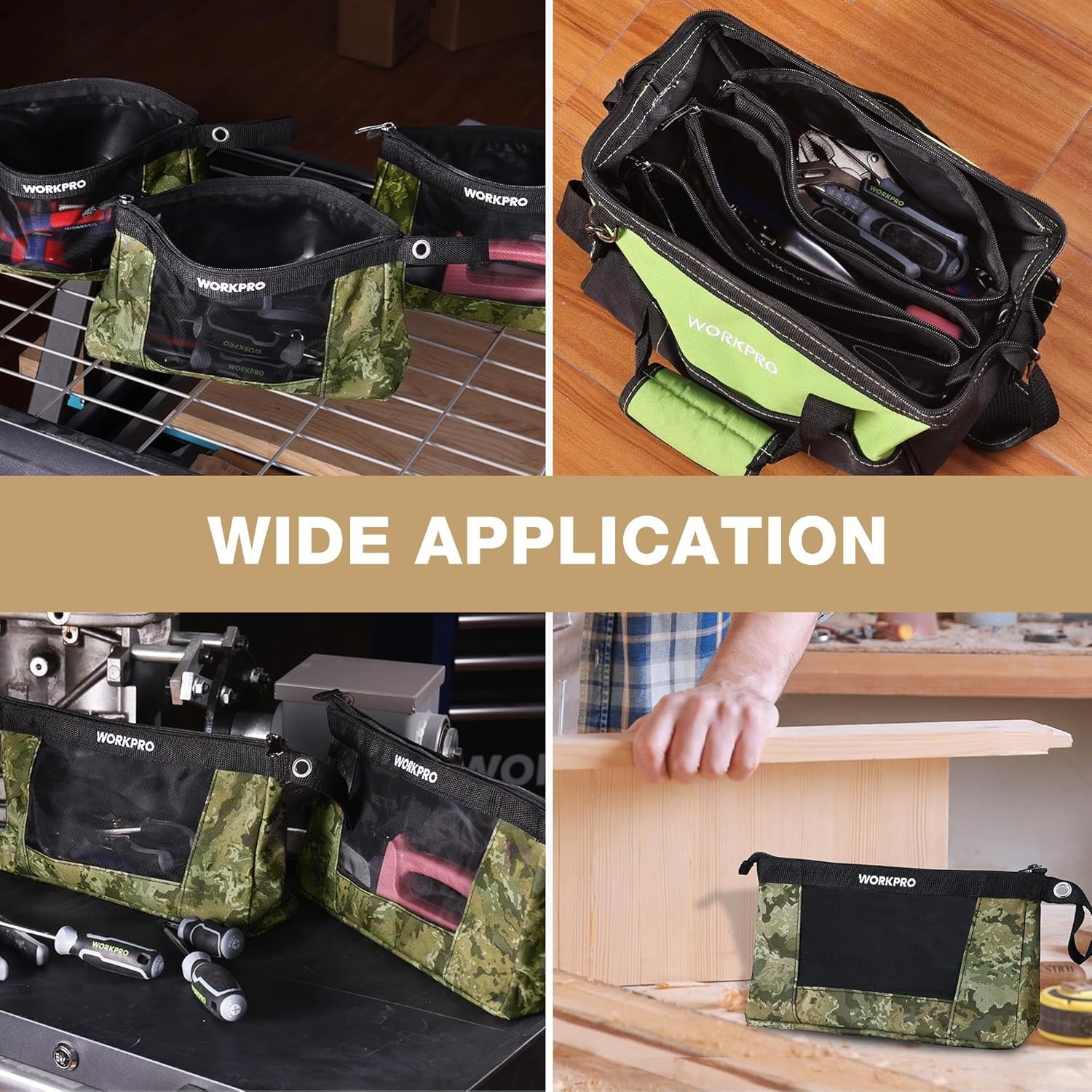 12″ Heavy-Duty Tool Pouches with Zipper – 3 Pack Camo for Ultimate Organization