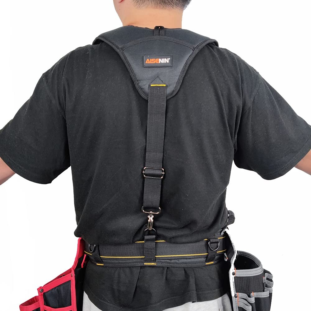 Heavy-Duty Tool Belt Suspenders for Men, 3 Point Padded Suspenders Construction