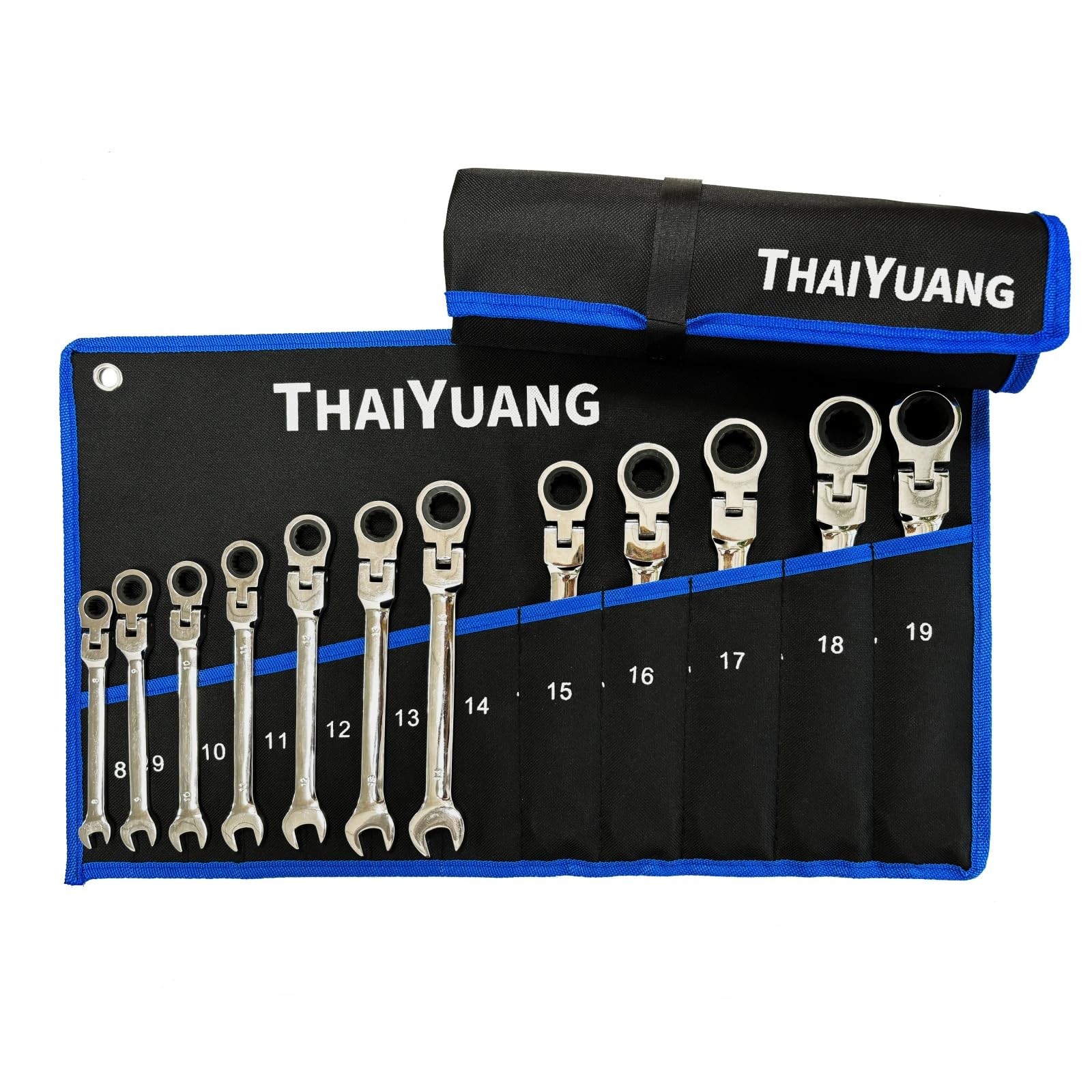 Wrench Roll Up Pouch 14 Pockets Metric 13 Pockets SAE Heavy Duty Canvas Tool Org