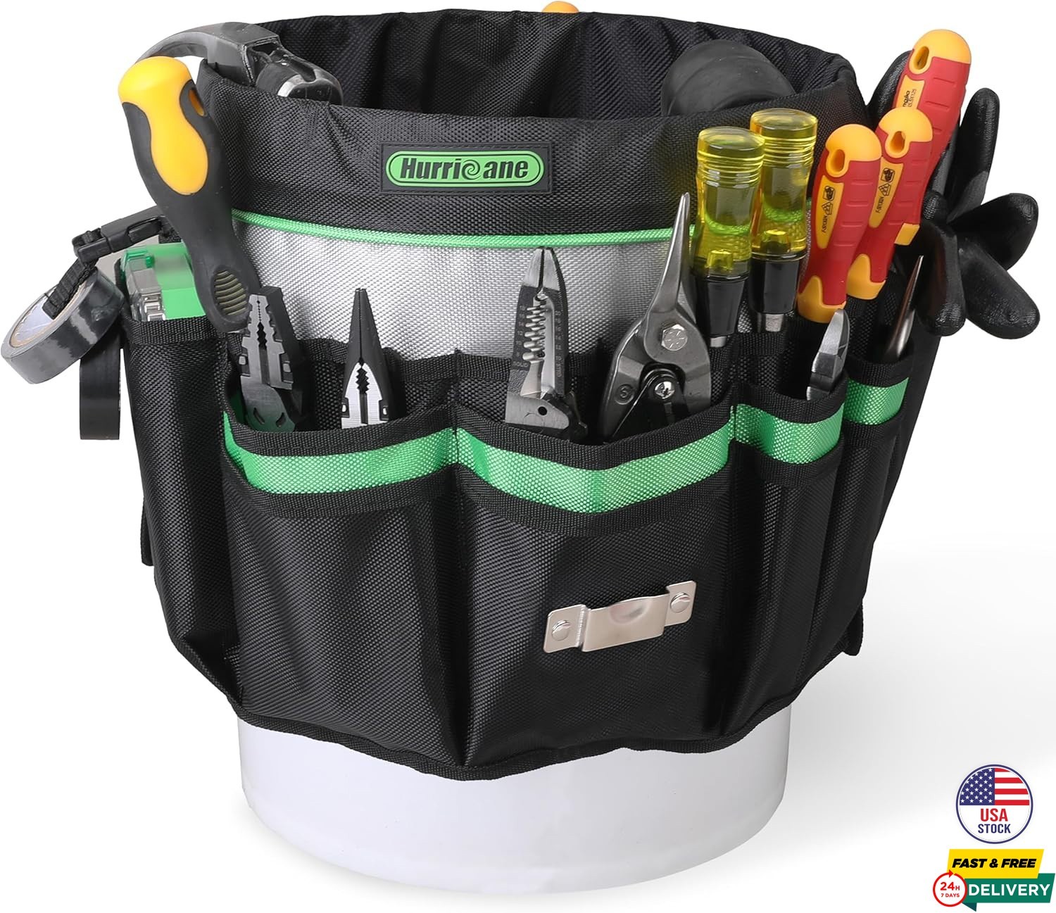 5 Gallon Bucket Tool Bag Organizer Garden Tool Caddy with 52 Pockets Waterproof