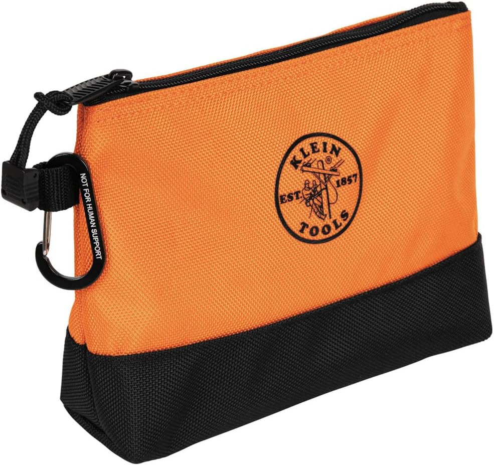 55569 Stand-Up Zipper Bag Tool Pouch with Carabiners, Reinforced Gusseted Bottom