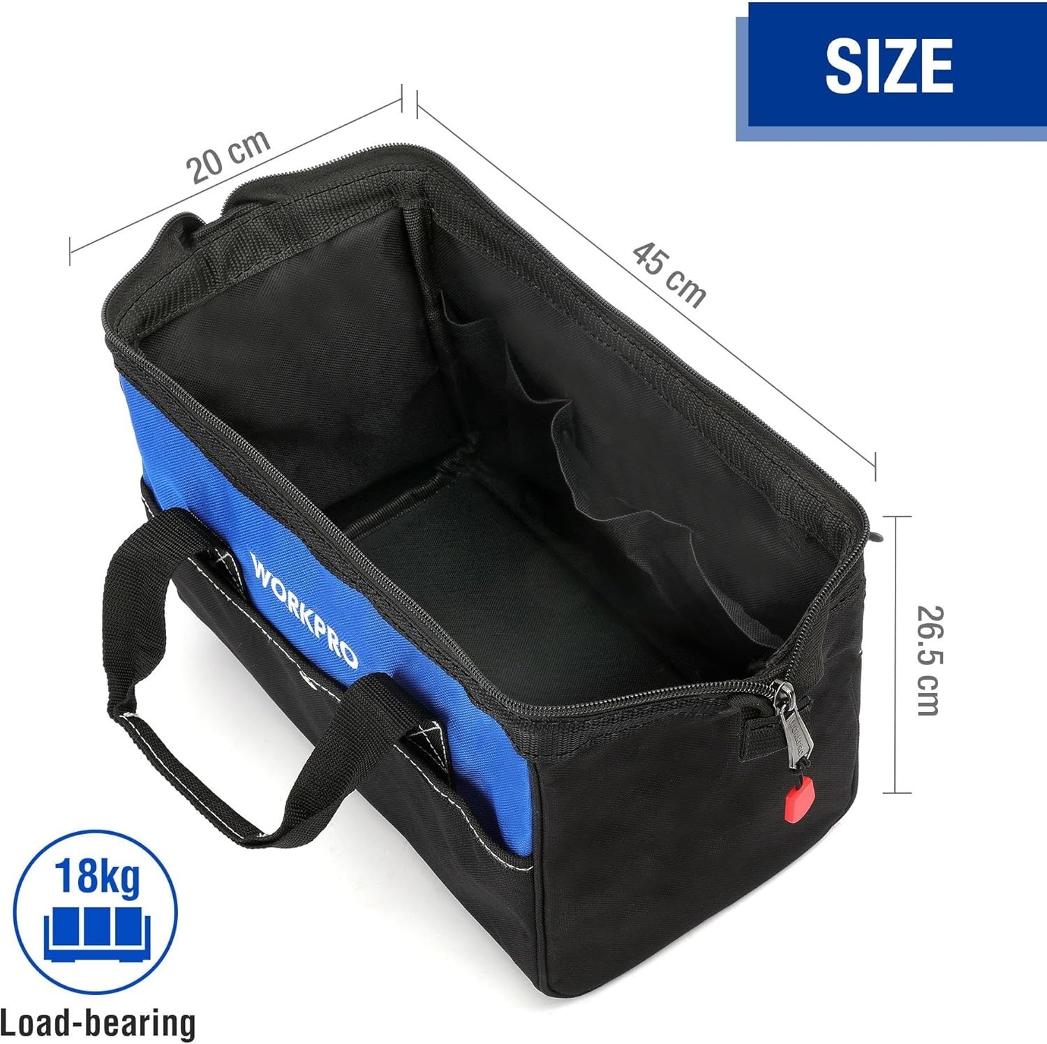 18-Inch Wide Mouth Tool Bag with Adjustable Strap – Durable Storage Solution