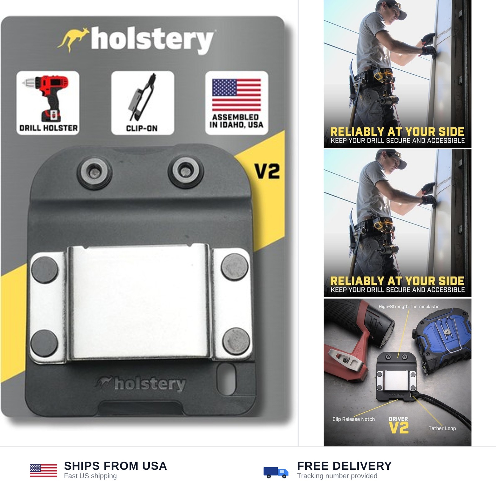 Holstery DriverMaster | Clip-On Tool Belt Drill Holder – Simple Hook Holster …