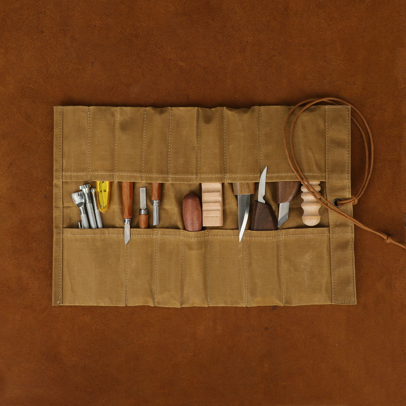 TOURBON Canvas Tool Roll Carry Holder Carving Knife Organizer Bag Handy Pouch