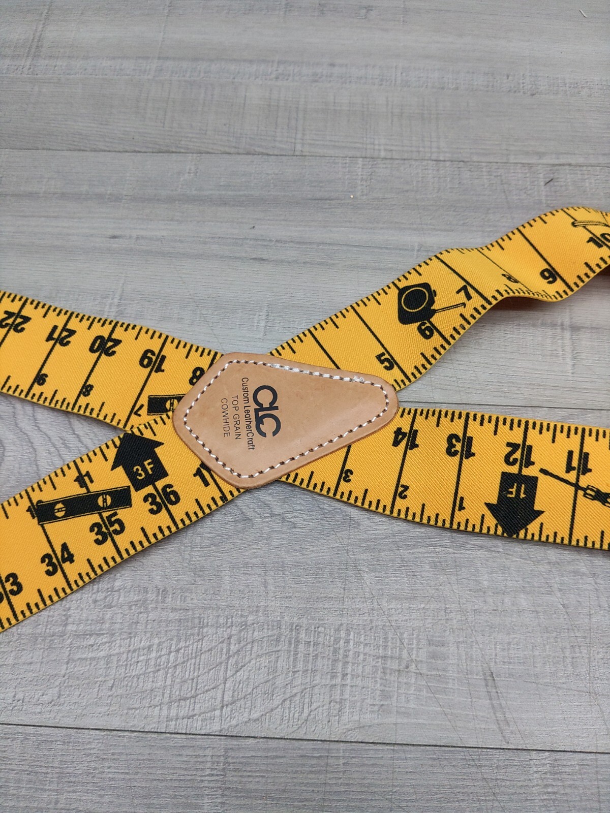 CLC Construction Suspenders Custom Leather Craft Heavy Duty Ruler Print 2” Wide